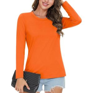 image:imageMAGCOMSEN Womens Cotton LongSleeve CrewNeck TShirt ClassicFit Shirt Soft Breathable Casual Tee Basic TopsZorange