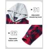image:imageMAGCOMSEN Mens Quilted Lined Flannel Hoodie Jacket Cotton Button Down Shirt Jacket Long Sleeve Plaid Shirt ShacketNavy red