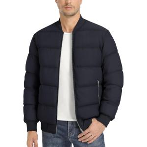 image:imageMAGCOMSEN Mens Puffer Jacket Warm Winter Coat Quilted Bomber Jacket Windproof Full Zip Insulated Casual Jackets Outwear