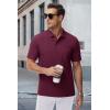 image:imageMAGCOMSEN Mens Golf Polo Shirts Short Sleeve Pocket Polo Shirts 3 Button Shirts Cotton Collared Shirt Wine RedL Large