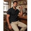 image:imageMAGCOMSEN Mens Polo Shirts Short Sleeve Cotton Pique 3 Button Classic Fit Casual TShirt Performance Golf Shirts1 Black