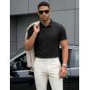 image:imageMAGCOMSEN Mens Polo Shirts Short Sleeve Cotton Pique 3 Button Classic Fit Casual TShirt Performance Golf Shirts1 Black