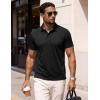 image:imageMAGCOMSEN Mens Polo Shirts Short Sleeve Cotton Pique 3 Button Classic Fit Casual TShirt Performance Golf Shirts1 Black