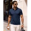 image:imageMAGCOMSEN Mens Polo Shirts Short Sleeve Cotton Pique 3 Button Classic Fit Casual TShirt Performance Golf Shirts2 Navy