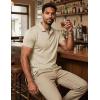image:imageMAGCOMSEN Mens Polo Shirts Short Sleeve Cotton Pique 3 Button Classic Fit Casual TShirt Performance Golf Shirts3 Khaki