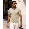 image:imageMAGCOMSEN Mens Polo Shirts Short Sleeve Cotton Pique 3 Button Classic Fit Casual TShirt Performance Golf Shirts3 Khaki