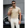 image:imageMAGCOMSEN Mens Polo Shirts Short Sleeve Cotton Pique 3 Button Classic Fit Casual TShirt Performance Golf Shirts3 Khaki