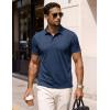 image:imageMAGCOMSEN Mens Polo Shirts Short Sleeve Cotton Pique 3 Button Classic Fit Casual TShirt Performance Golf Shirts4 Blue Grey