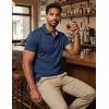image:imageMAGCOMSEN Mens Polo Shirts Short Sleeve Cotton Pique 3 Button Classic Fit Casual TShirt Performance Golf Shirts4 Blue Grey