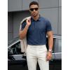 image:imageMAGCOMSEN Mens Polo Shirts Short Sleeve Cotton Pique 3 Button Classic Fit Casual TShirt Performance Golf Shirts4 Blue Grey