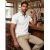 image:imageMAGCOMSEN Mens Polo Shirts Short Sleeve Cotton Pique 3 Button Classic Fit Casual TShirt Performance Golf Shirts5 White