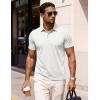 image:imageMAGCOMSEN Mens Polo Shirts Short Sleeve Cotton Pique 3 Button Classic Fit Casual TShirt Performance Golf Shirts5 White