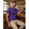 image:imageMAGCOMSEN Mens Polo Shirts Short Sleeve Cotton Pique 3 Button Classic Fit Casual TShirt Performance Golf Shirts6 Purple