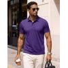 image:imageMAGCOMSEN Mens Polo Shirts Short Sleeve Cotton Pique 3 Button Classic Fit Casual TShirt Performance Golf Shirts6 Purple