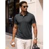 image:imageMAGCOMSEN Mens Polo Shirts Short Sleeve Cotton Pique 3 Button Classic Fit Casual TShirt Performance Golf Shirts7 Dark Grey