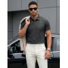 image:imageMAGCOMSEN Mens Polo Shirts Short Sleeve Cotton Pique 3 Button Classic Fit Casual TShirt Performance Golf Shirts7 Dark Grey