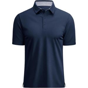 image:imageMAGCOMSEN Mens Polo Shirts Short Sleeve Cotton Pique 3 Button Classic Fit Casual TShirt Performance Golf Shirts2 Navy