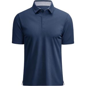 image:imageMAGCOMSEN Mens Polo Shirts Short Sleeve Cotton Pique 3 Button Classic Fit Casual TShirt Performance Golf Shirts4 Blue Grey
