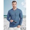 image:imageMAGCOMSEN Henley T Shirt for Men Long Sleeve Casual Shirt Button Down Cotton Summer Tops Work TShirts Medium BlueL