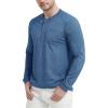 image:imageMAGCOMSEN Henley T Shirt for Men Long Sleeve Casual Shirt Button Down Cotton Summer Tops Work TShirts Medium BlueL