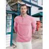 image:imageMAGCOMSEN Long Sleeve Henley Shirts for Mens Fall Shirts Cotton Casual Shirts Grey Pink L