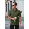 image:imageMAGCOMSEN Mens Polo Shirts with Pocket Cotton Pique Short Sleeve Collared Shirt Moisture Wicking Golf Shirts 3Button ShirtsArmy Green