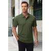 image:imageMAGCOMSEN Mens Polo Shirts with Pocket Cotton Pique Short Sleeve Collared Shirt Moisture Wicking Golf Shirts 3Button ShirtsArmy Green