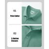 image:imageMAGCOMSEN Mens Polo Shirts with Pocket Cotton Pique Short Sleeve Collared Shirt Moisture Wicking Golf Shirts 3Button ShirtsAzure