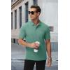 image:imageMAGCOMSEN Mens Polo Shirts with Pocket Cotton Pique Short Sleeve Collared Shirt Moisture Wicking Golf Shirts 3Button ShirtsAzure