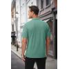 image:imageMAGCOMSEN Mens Polo Shirts with Pocket Cotton Pique Short Sleeve Collared Shirt Moisture Wicking Golf Shirts 3Button ShirtsAzure