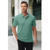 image:imageMAGCOMSEN Mens Polo Shirts with Pocket Cotton Pique Short Sleeve Collared Shirt Moisture Wicking Golf Shirts 3Button ShirtsAzure