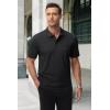 image:imageMAGCOMSEN Mens Polo Shirts with Pocket Cotton Pique Short Sleeve Collared Shirt Moisture Wicking Golf Shirts 3Button ShirtsBlack