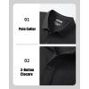 image:imageMAGCOMSEN Mens Polo Shirts with Pocket Cotton Pique Short Sleeve Collared Shirt Moisture Wicking Golf Shirts 3Button ShirtsBlack