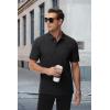 image:imageMAGCOMSEN Mens Polo Shirts with Pocket Cotton Pique Short Sleeve Collared Shirt Moisture Wicking Golf Shirts 3Button ShirtsBlack