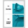 image:imageMAGCOMSEN Mens Polo Shirts with Pocket Cotton Pique Short Sleeve Collared Shirt Moisture Wicking Golf Shirts 3Button ShirtsBlue Green