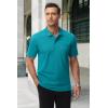 image:imageMAGCOMSEN Mens Polo Shirts with Pocket Cotton Pique Short Sleeve Collared Shirt Moisture Wicking Golf Shirts 3Button ShirtsBlue Green