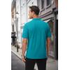 image:imageMAGCOMSEN Mens Polo Shirts with Pocket Cotton Pique Short Sleeve Collared Shirt Moisture Wicking Golf Shirts 3Button ShirtsBlue Green