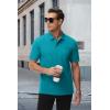image:imageMAGCOMSEN Mens Polo Shirts with Pocket Cotton Pique Short Sleeve Collared Shirt Moisture Wicking Golf Shirts 3Button ShirtsBlue Green