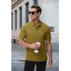 image:imageMAGCOMSEN Mens Polo Shirts with Pocket Cotton Pique Short Sleeve Collared Shirt Moisture Wicking Golf Shirts 3Button ShirtsBrown