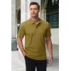 image:imageMAGCOMSEN Mens Polo Shirts with Pocket Cotton Pique Short Sleeve Collared Shirt Moisture Wicking Golf Shirts 3Button ShirtsBrown