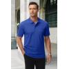 image:imageMAGCOMSEN Mens Polo Shirts with Pocket Cotton Pique Short Sleeve Collared Shirt Moisture Wicking Golf Shirts 3Button ShirtsColor Blue