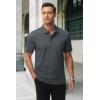 image:imageMAGCOMSEN Mens Polo Shirts with Pocket Cotton Pique Short Sleeve Collared Shirt Moisture Wicking Golf Shirts 3Button ShirtsDark Grey