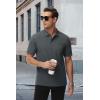 image:imageMAGCOMSEN Mens Polo Shirts with Pocket Cotton Pique Short Sleeve Collared Shirt Moisture Wicking Golf Shirts 3Button ShirtsDark Grey