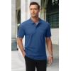image:imageMAGCOMSEN Mens Polo Shirts with Pocket Cotton Pique Short Sleeve Collared Shirt Moisture Wicking Golf Shirts 3Button ShirtsGrey Blue