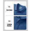 image:imageMAGCOMSEN Mens Polo Shirts with Pocket Cotton Pique Short Sleeve Collared Shirt Moisture Wicking Golf Shirts 3Button ShirtsGrey Blue