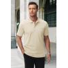 image:imageMAGCOMSEN Mens Polo Shirts with Pocket Cotton Pique Short Sleeve Collared Shirt Moisture Wicking Golf Shirts 3Button ShirtsKhaki