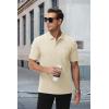 image:imageMAGCOMSEN Mens Polo Shirts with Pocket Cotton Pique Short Sleeve Collared Shirt Moisture Wicking Golf Shirts 3Button ShirtsKhaki