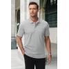 image:imageMAGCOMSEN Mens Polo Shirts with Pocket Cotton Pique Short Sleeve Collared Shirt Moisture Wicking Golf Shirts 3Button ShirtsLight Grey