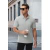 image:imageMAGCOMSEN Mens Polo Shirts with Pocket Cotton Pique Short Sleeve Collared Shirt Moisture Wicking Golf Shirts 3Button ShirtsLight Grey