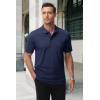 image:imageMAGCOMSEN Mens Polo Shirts with Pocket Cotton Pique Short Sleeve Collared Shirt Moisture Wicking Golf Shirts 3Button ShirtsNavy